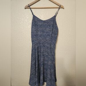 Old Navy Wavy Ocean Sundress Large Spaghetti Straps Blue And White Short